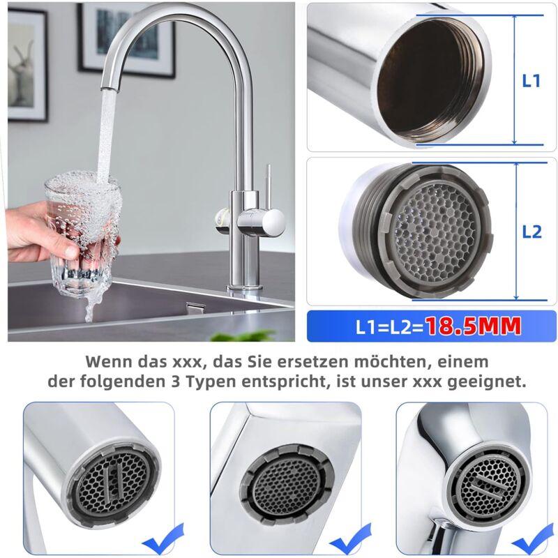 M18.5 Faucet Aerator 6-Pack External Thread Water Saver with 2 Aerator Keys