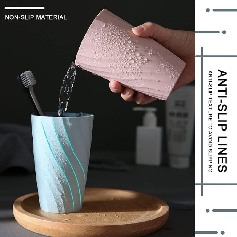 Toothbrush Holder Compatible with Oral-B, Unbreakable Soft Durable Bathroom Cup, Light Blue \u0026 Dark Blue