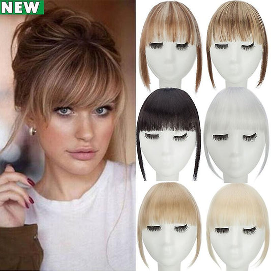 Clip In Hair Bangs Extensions 28cm Medium Brown French Stylish Hair Pieces