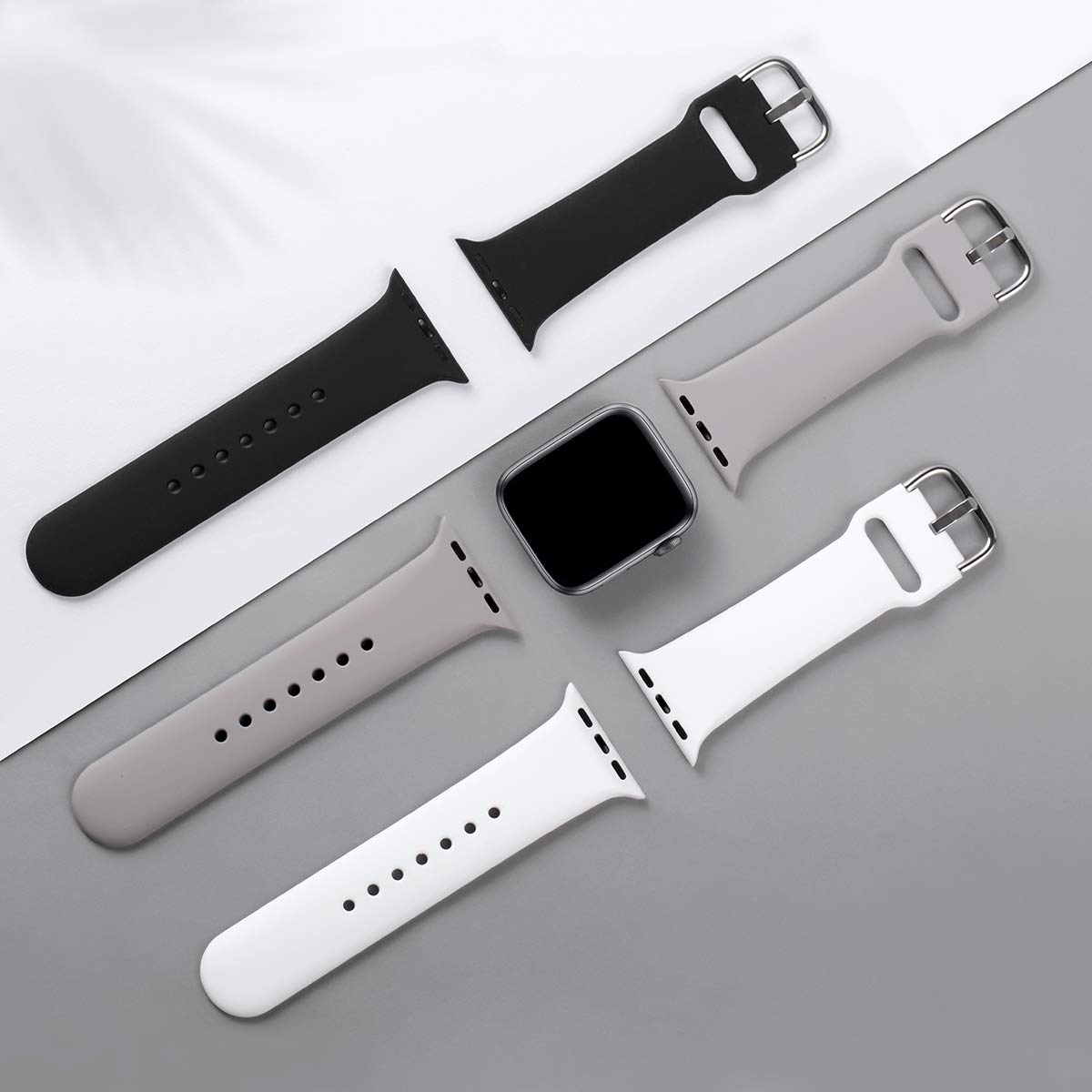 Compatible with Apple Watch Bands Series 8 7 6 5 4 3 Ultra SE 42mm 44mm 45mm, 3-Pack Black White Gray