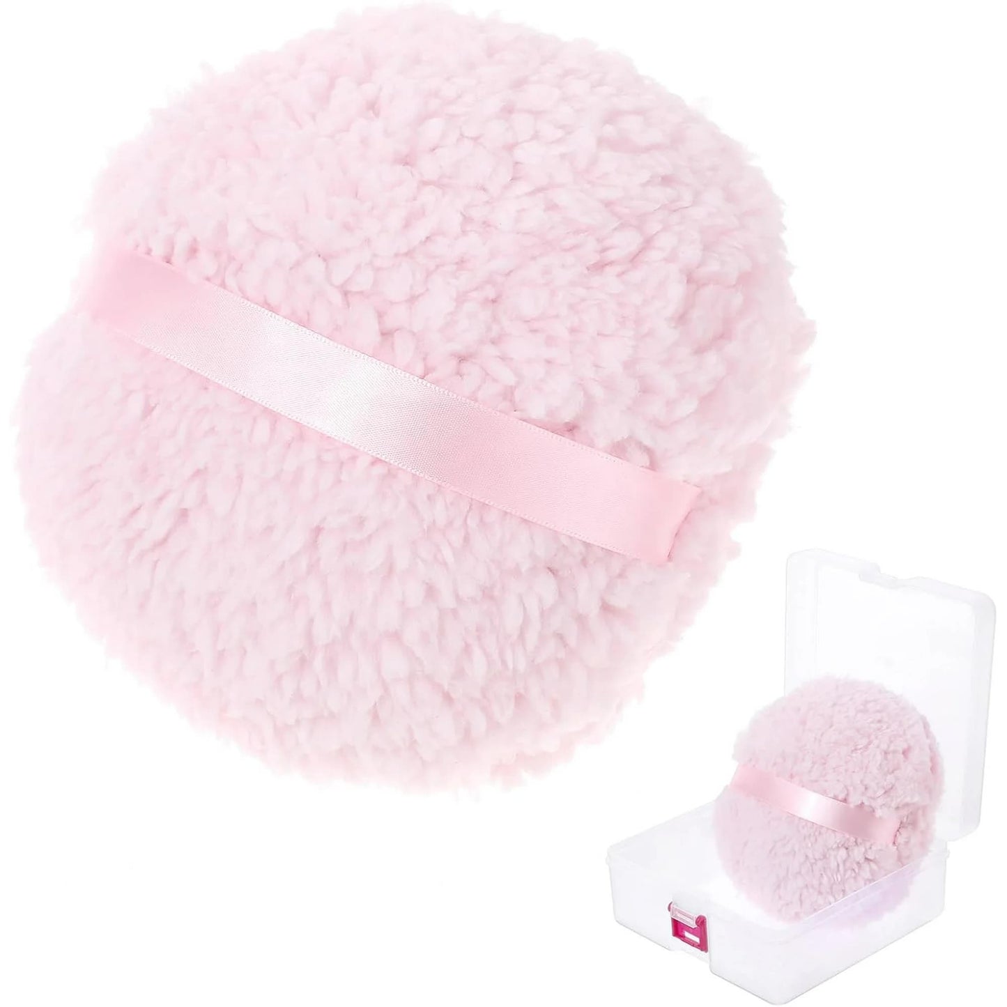 Body Powder Puff, 6 Inch Powder Puff with Storage Container Pink Soft Powder Puff for Body Powder Large Dust Puffs for Women Body Powder Applicator