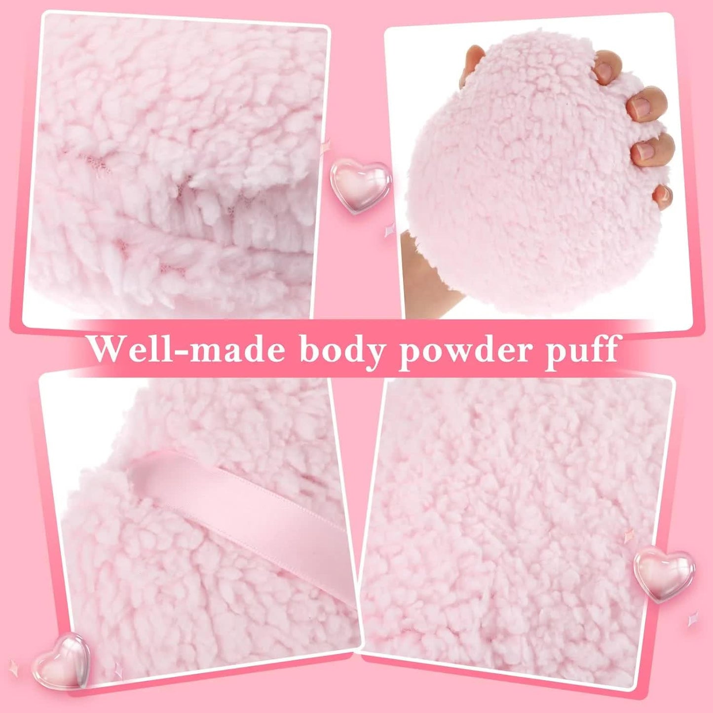 Body Powder Puff, 6 Inch Powder Puff with Storage Container Pink Soft Powder Puff for Body Powder Large Dust Puffs for Women Body Powder Applicator