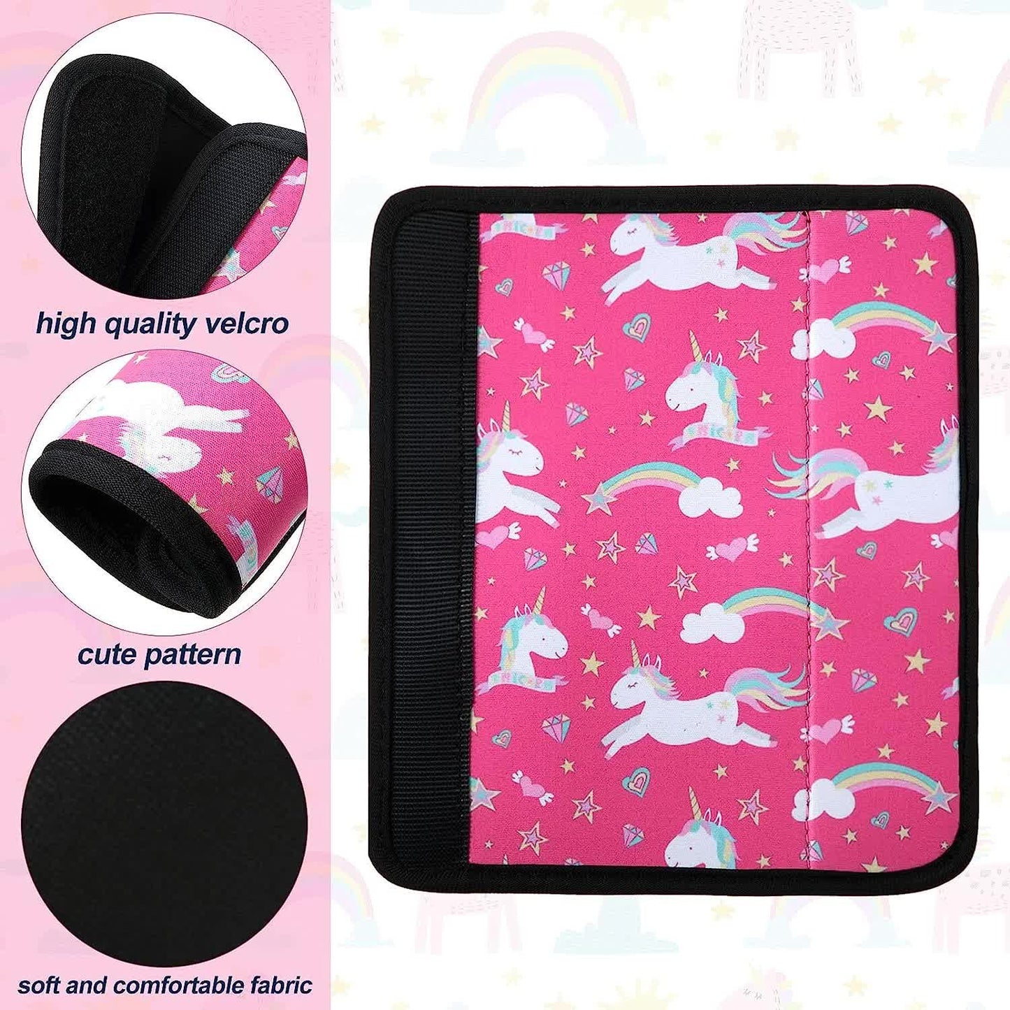 4 Pieces Kids Car Seat Belt Cover Safety Car Seat Belt Pad Cushion Shoulder Protector for Baby Boys Girls Children, Mermaid and Unicorn