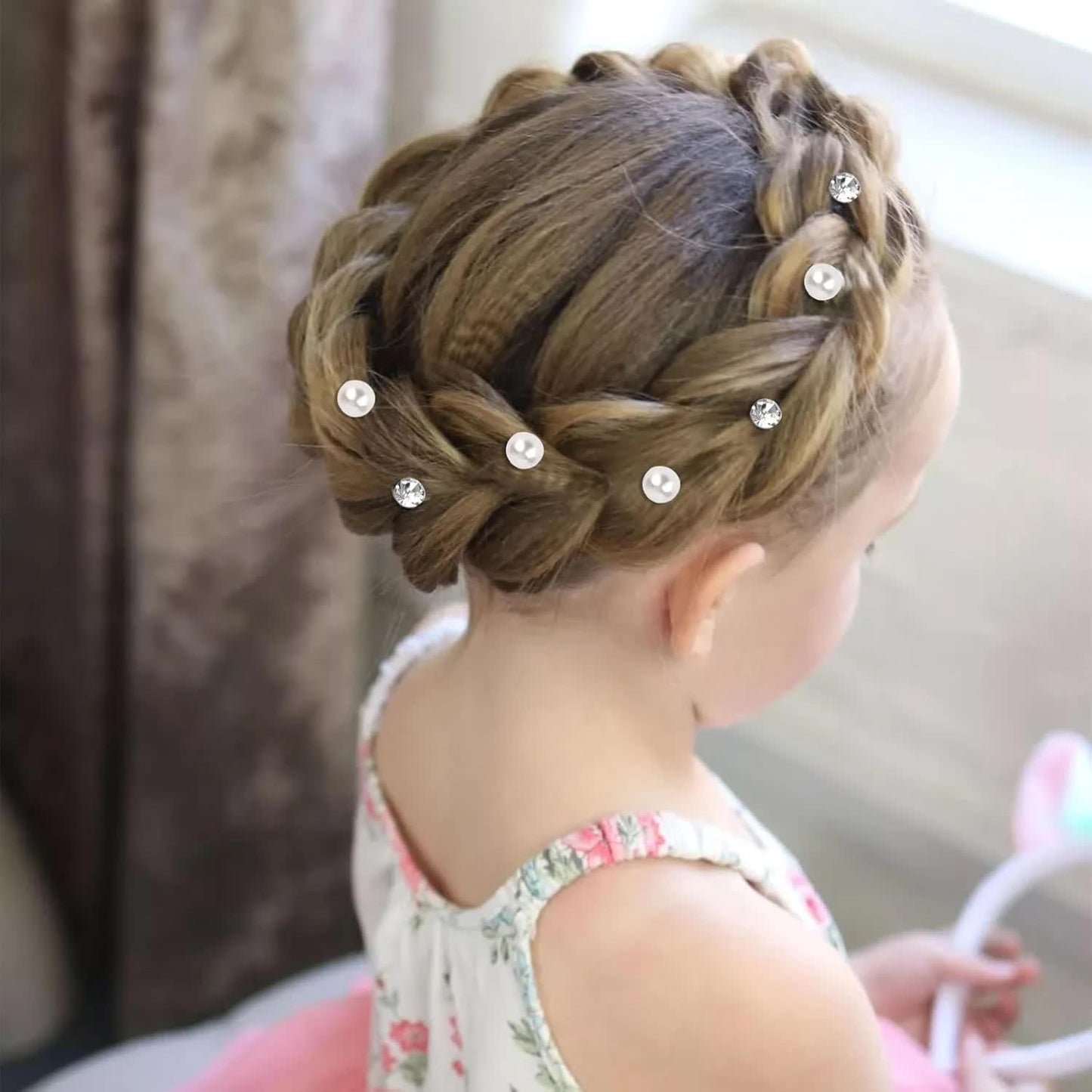 40 Pcs Mini Rhinestone Hair Clips Tiny Pearl Hair Clips Decorative Hair Clips Sparkly Crystal Hair Pins Silver White Hair Clips Wedding Bridal Hair Accessories for Girls Women