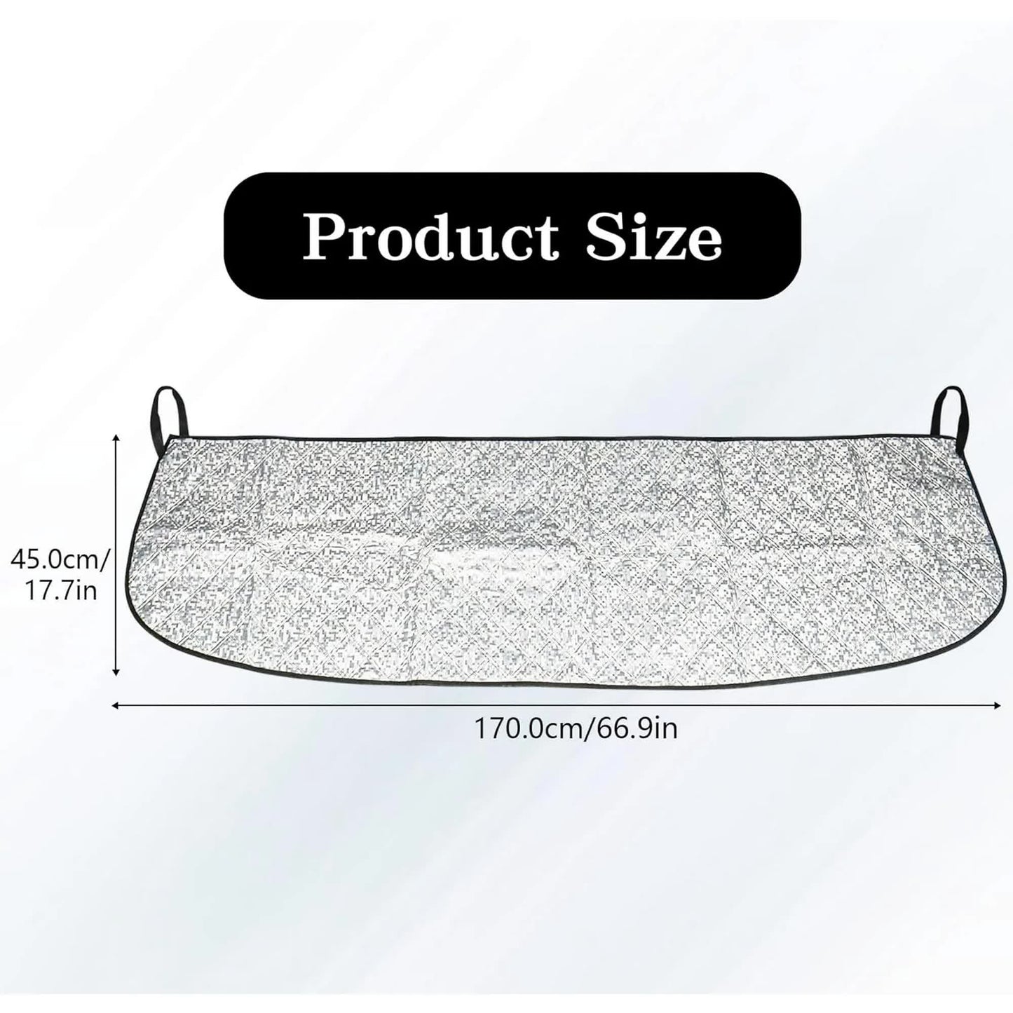 Car Front Windshield Cover Shade, 66.9"×17.7" Windshield Snow Cover for Fallen Leaf Dust and Snow, Universal Windshield Protector for All Seasons(Silver)