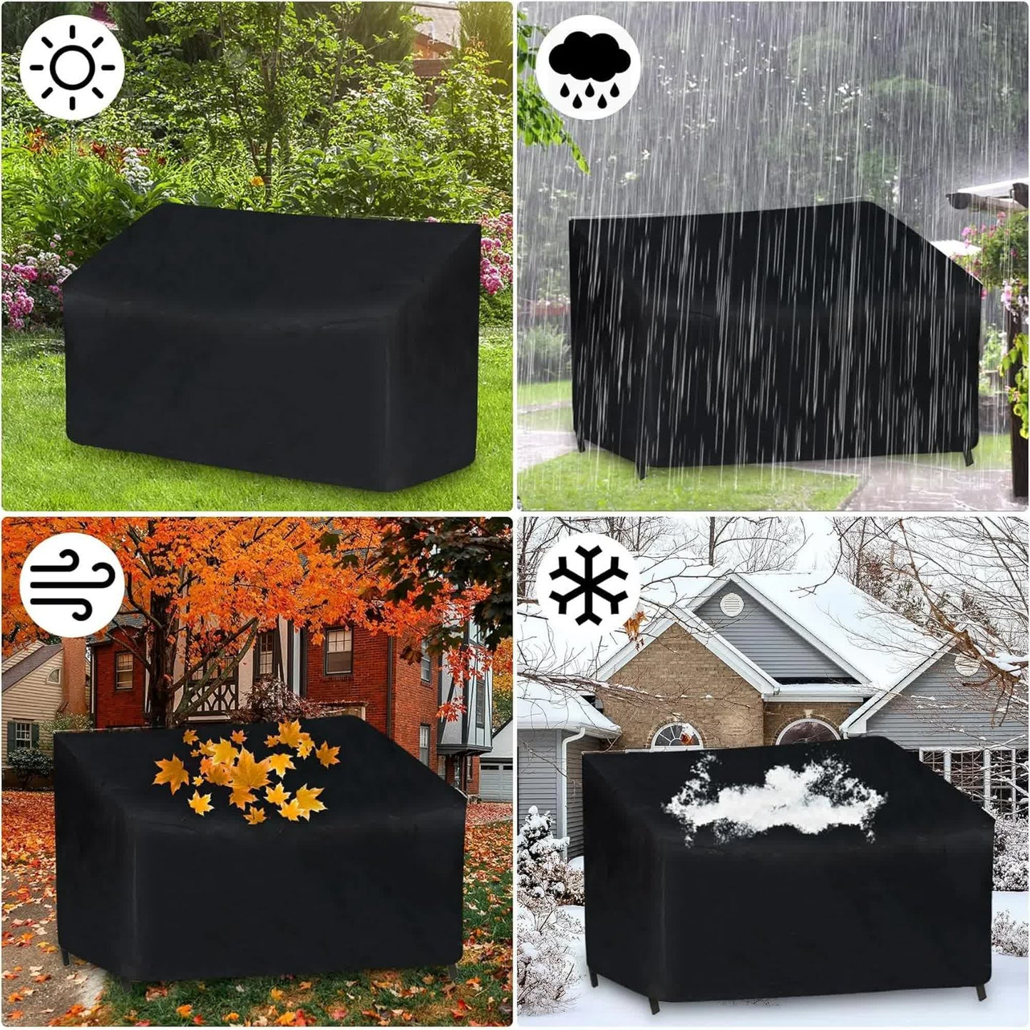Outdoor Bench Cover, 52" W x 26" D x 35" H 2-Seater Patio Bench Cover Waterproof, 210D Heavy Duty Outdoor Furniture Cover for Garden Patio Loveseat, Bench(Black)