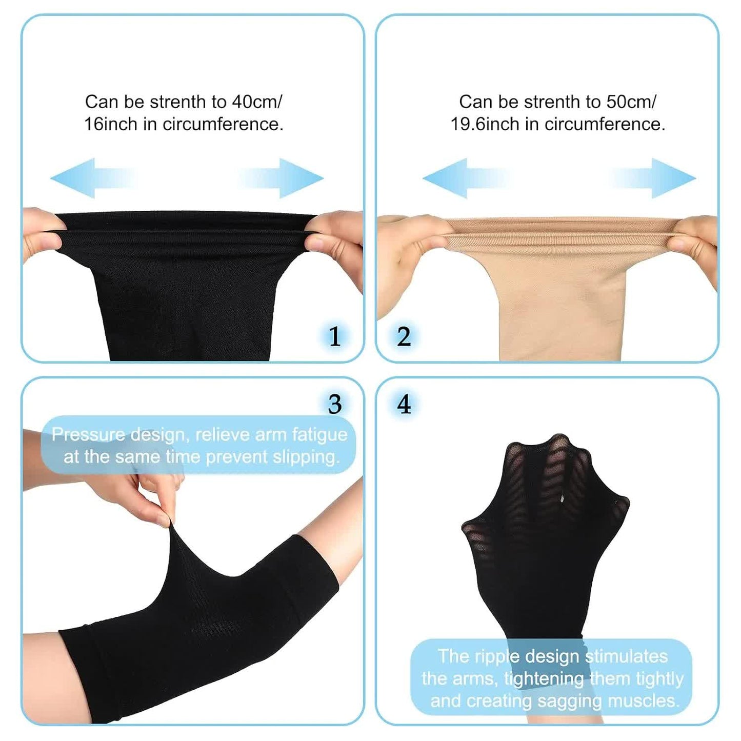 4 Pairs Slimming Arm Shaper and Thigh Slimmers Set, Elastic Compression Arm Shapers Upper Arm Sleeve Slimming Thigh Sleeves Thigh Wraps Slim for Women