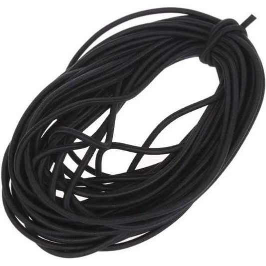 1/8-Inch (3mm) Black Heavy Stretch Round String Elastic Cord (Cut of 10 Yards)