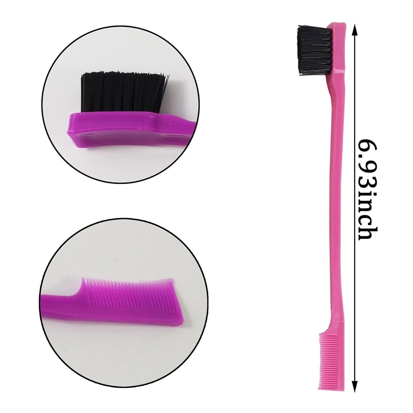 24PCS Hair Edge Brush, Double Sided Edge Control Hair Comb Eyebrow Brush Smooth Comb Grooming (8Colors)