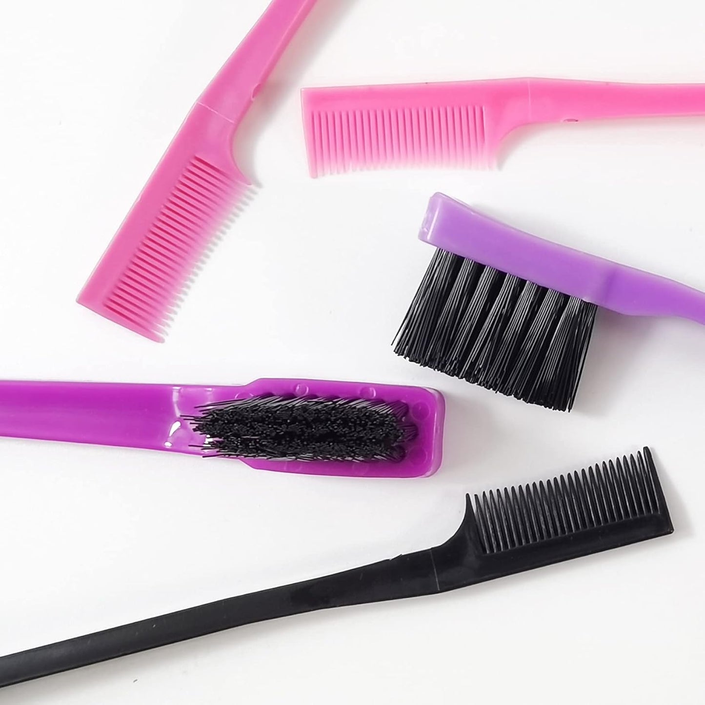 24PCS Hair Edge Brush, Double Sided Edge Control Hair Comb Eyebrow Brush Smooth Comb Grooming (8Colors)