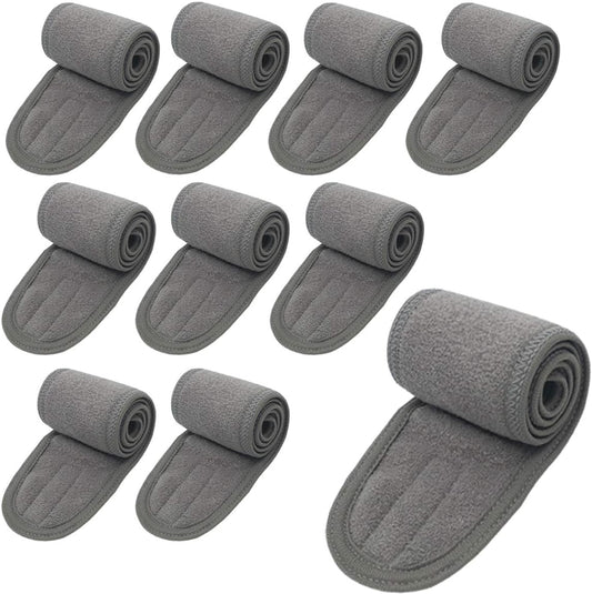 Spa Headband Facial Headbands Makeup Hair Band Washing Face Thick Terry Cloth Head Band for Yoga Sport Shower Adjustable Length Elastic Stretch (10 Pack)