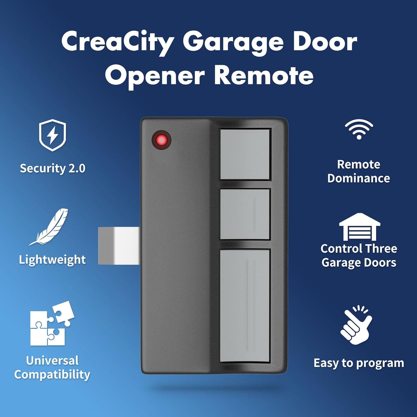 2 for Chamberlain LiftMaster Craftsman Garage Door Opener Remote 373LM 371LM 973LM 971LM Universal Black  Black