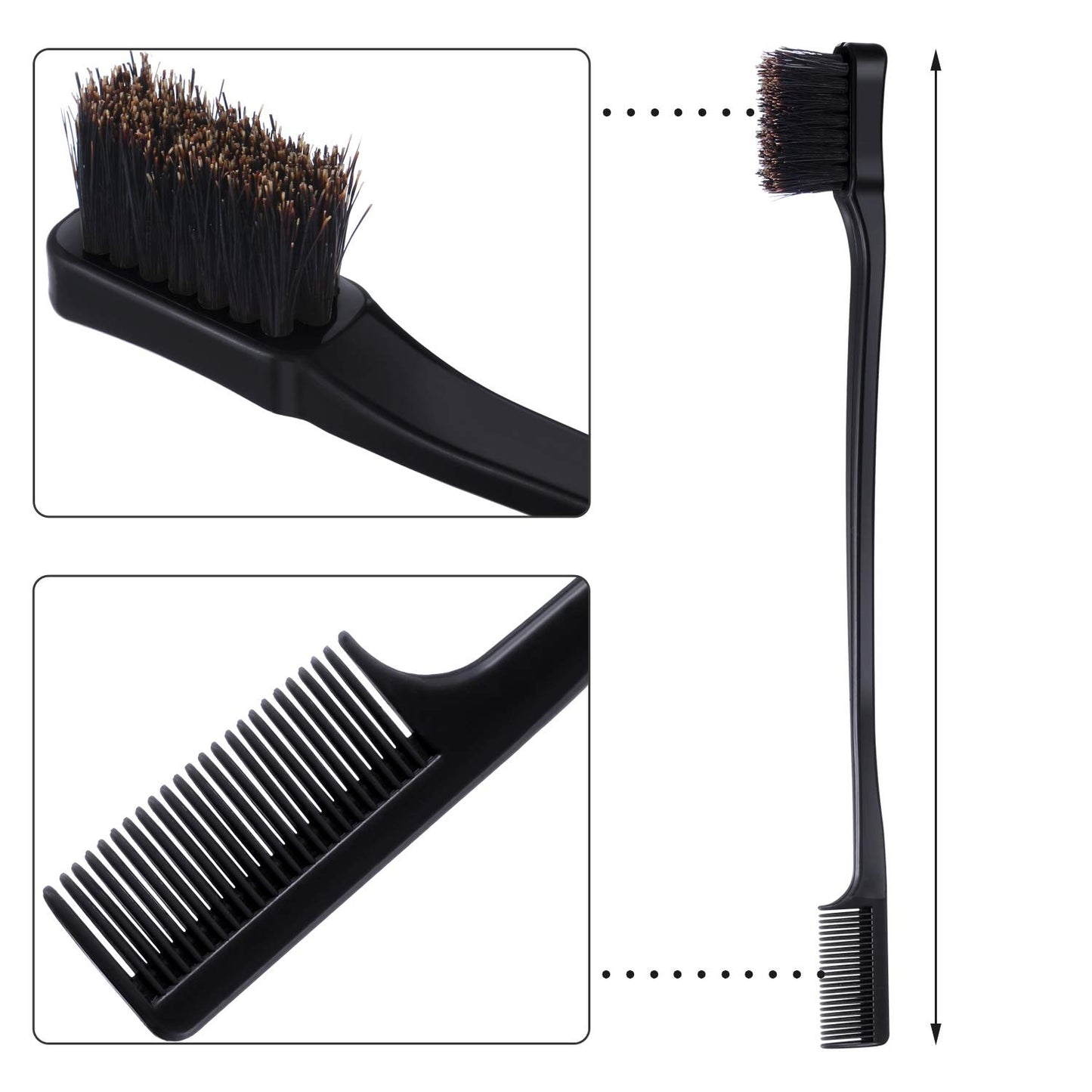 10 Pcs Edge Brush 2-in-1 Double Sided Hair Edges Brushes and Combs Combo Pack, Smooth Grooming and Edge Control (Rose and Black) Rose and Black