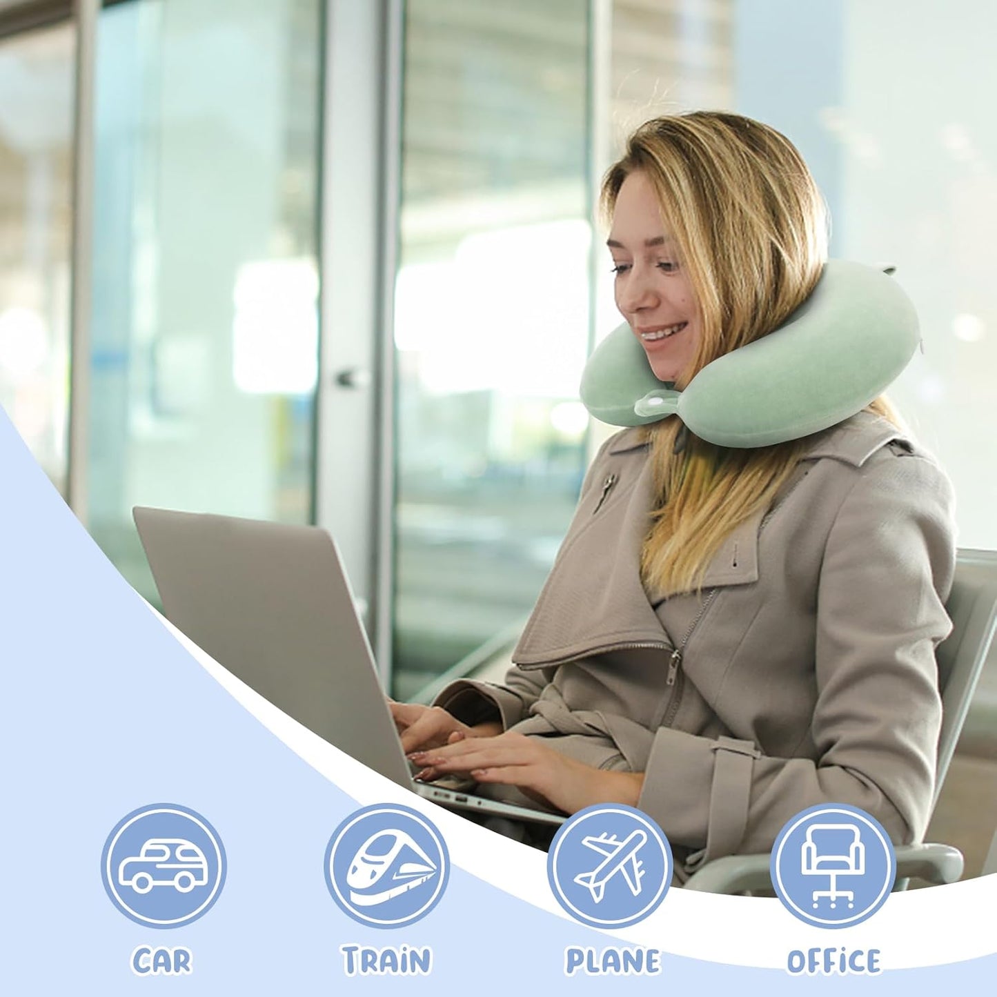 Travel Pillow Neck Pillow Memory Foam Travel Pillows Head Support Pillow for Airplane Train Car Office Travel Essential Flight Pillows for a Long Time Gray Gr Green One Size
