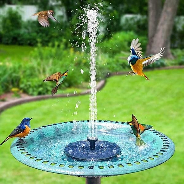Solar Fountain 16 cm Black Water Fountain for Garden, Compatible with Solar Cell