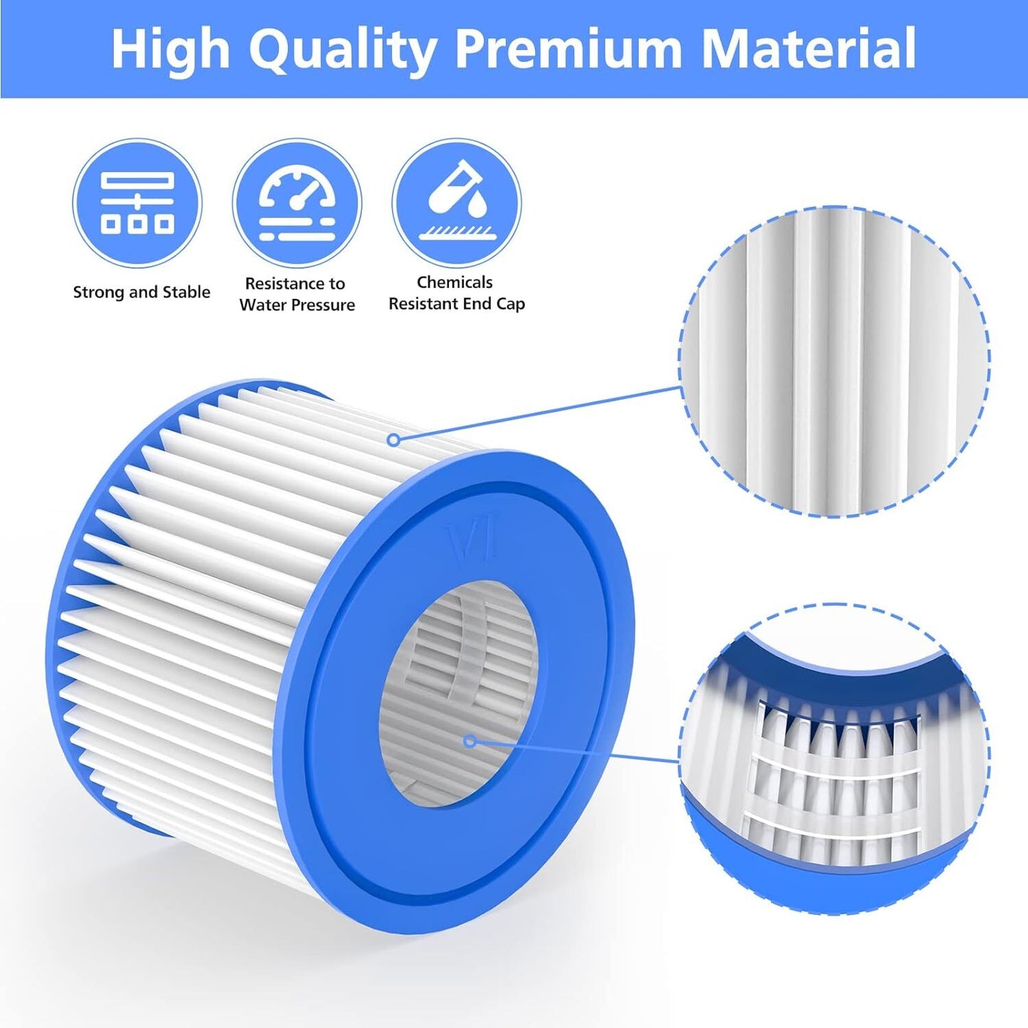 Lay-Z-Spa Filter Cartridge (VI) 4pcs Compatible with All Lay-Z-Spa Hot Tub Models