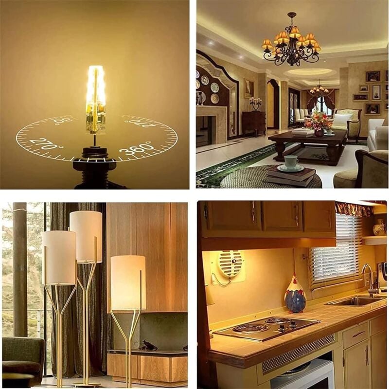 G4 LED Bulbs 6-Pack 5W Warm White 3000K Compatible with Halogen AC/DC 12V No Flicker 360° Beam Angle