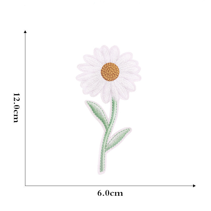 12 Pieces Embroidered Patches Iron-on Fabric Sew-on Patch Floral Pattern Mini Sunflower Embroidered Patches for Clothes Jeans Hat Backpacks