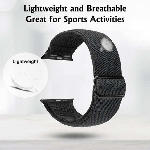 Compatible with Apple Watch Band 41mm 40mm 38mm Adjustable Stretchy Sport Strap for Men Women Black