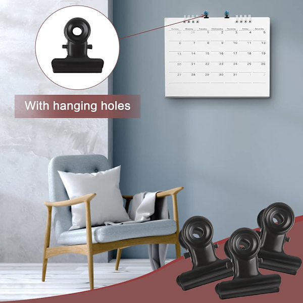 Bulldog Clip Hinged Metal Clips 22mm Strong Spring Black Clips for Files Bags Photos 50 Pieces