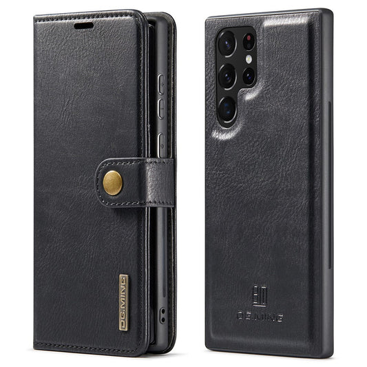 DG.MING Magnetic Wallet Case Compatible withSamsung Galaxy S22 Ultra Black 2-in-1