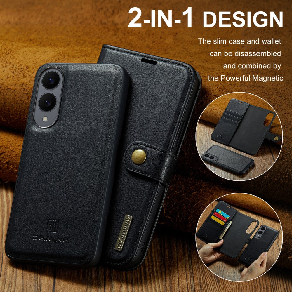 Magnetic Wallet for Compatible with Samsung Galaxy S25 Edge Black Case 2-in-1 with Card Holder