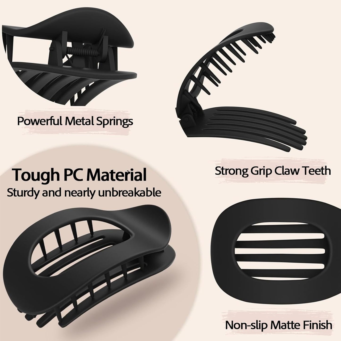 Hair Clips for Women 4 Pcs Matte Strong Hair Clips for Thin and Thick Hair Curved Design Hair Accessories