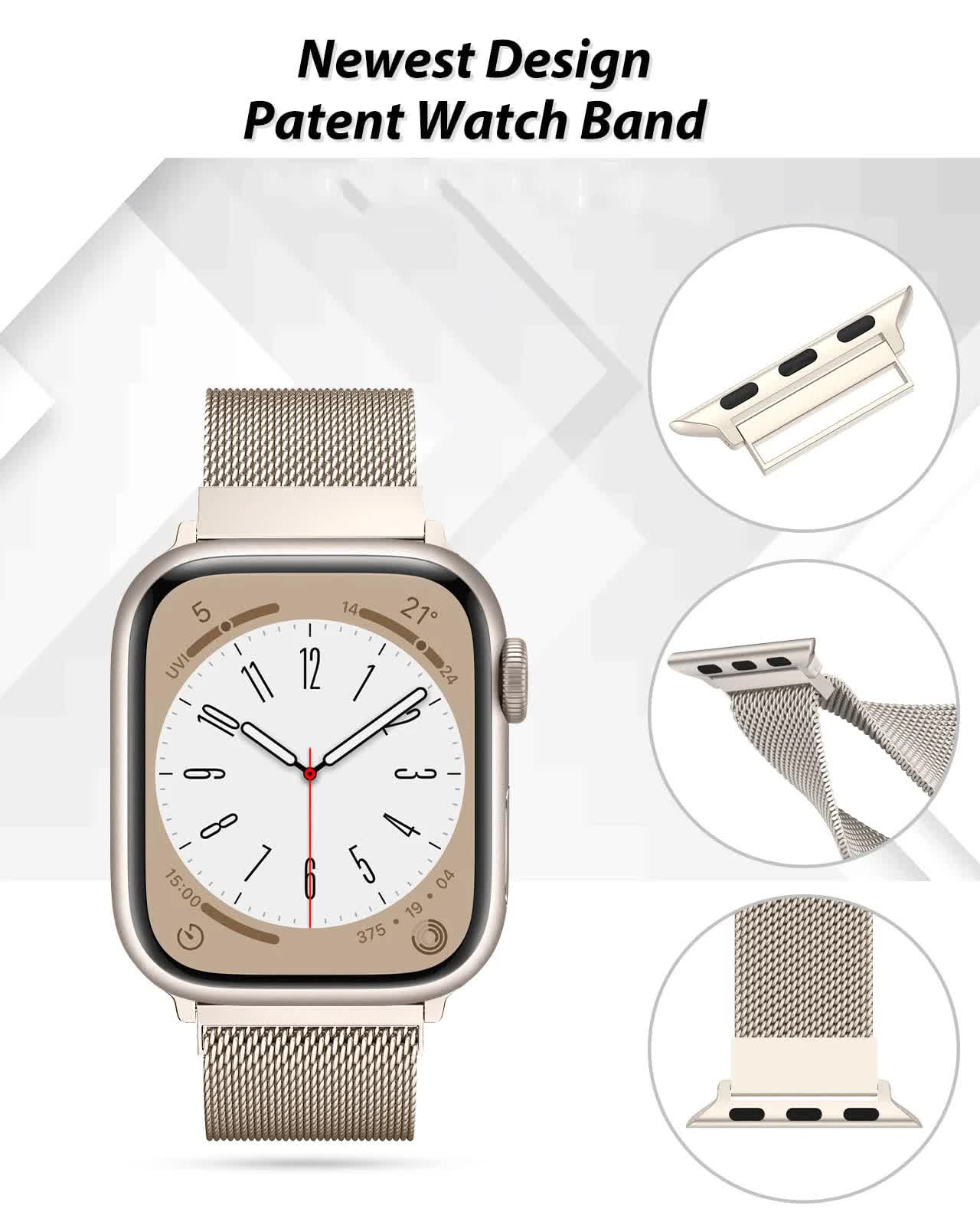 Compatible with Apple Watch Band Milanese Loop Series 9 8 7 6 SE 5 3 Ultra 2 Sizes 38mm 40mm 41mm 42mm 44mm 45mm 49mm Black