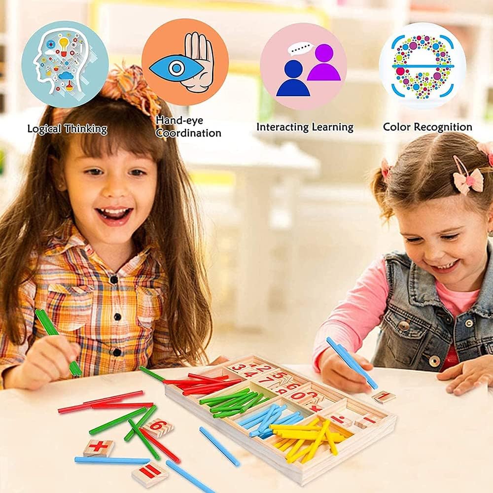 Montessori Math Toy Counting Blocks Wooden Sticks with Numbers Educational Game for Kids