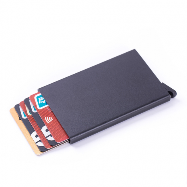 1 pc aluminum smart card holder (RFID protected) pop-up - black