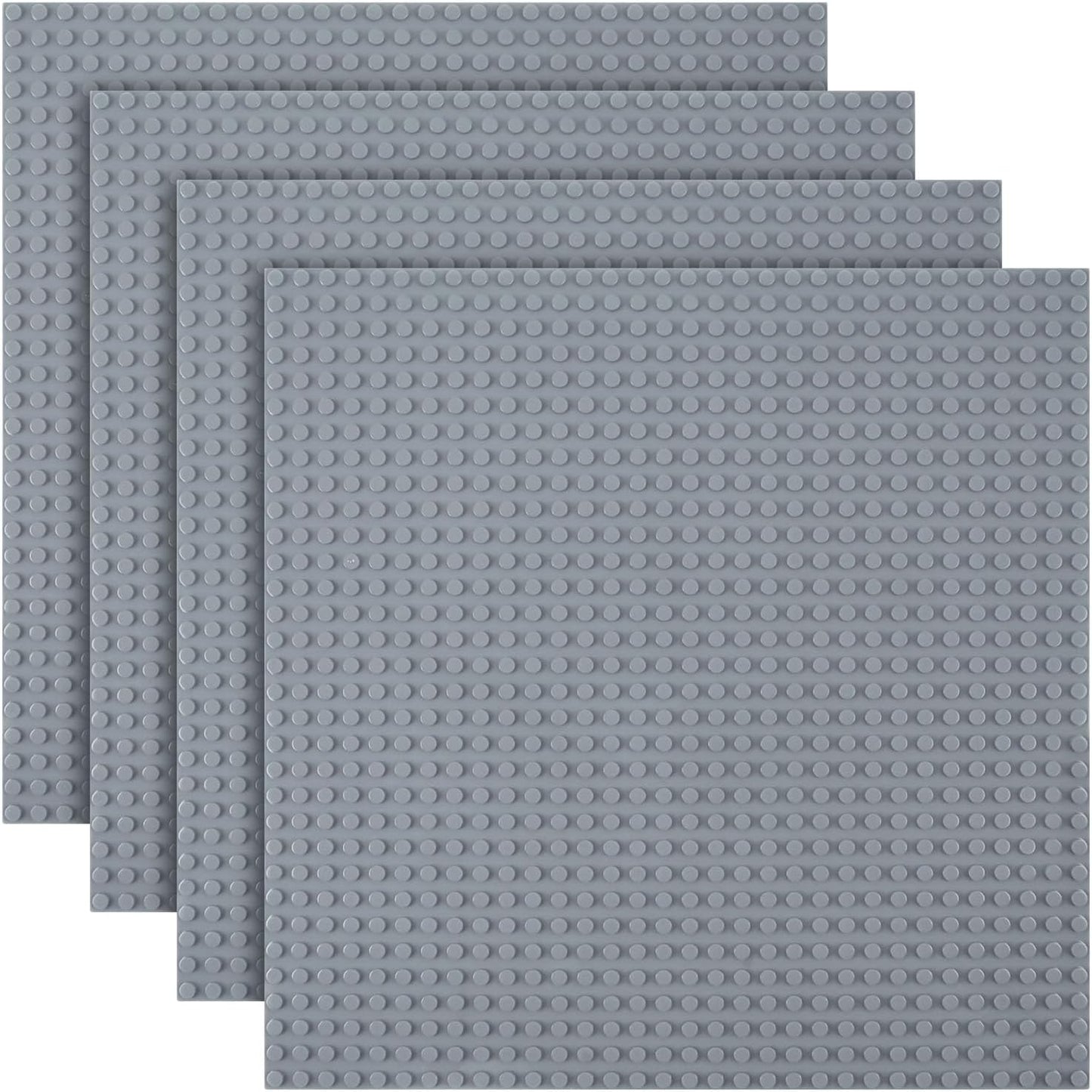 Building Plate, 4 pieces of classic base plates, 25.5 x 25.5 cm, base plate, compatible with all major brands, building toys for children 4 pieces light gray