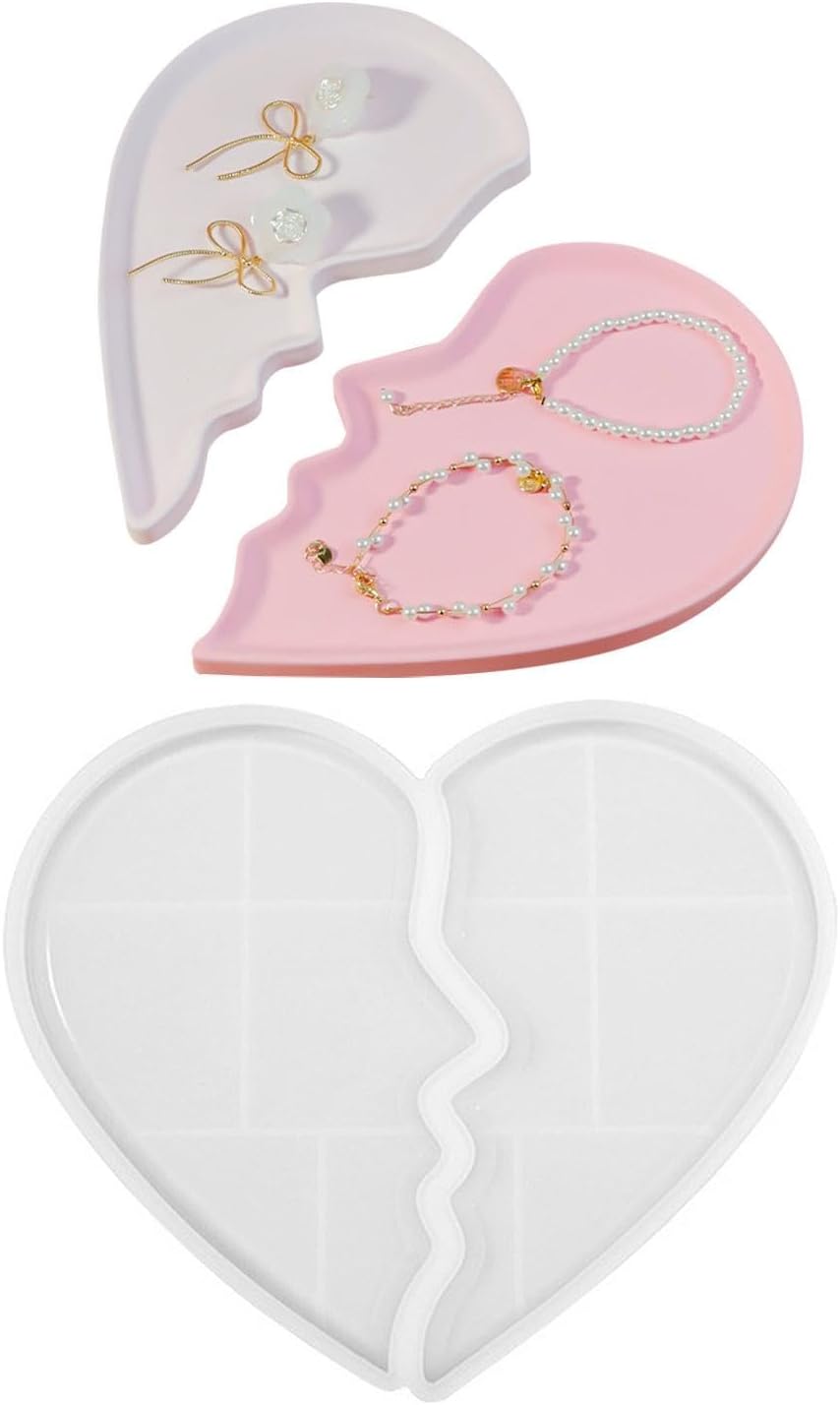 Heart Jewelry Tray Silicone Mold, Epoxy Resin Casting Mold for Jewelry Storage
