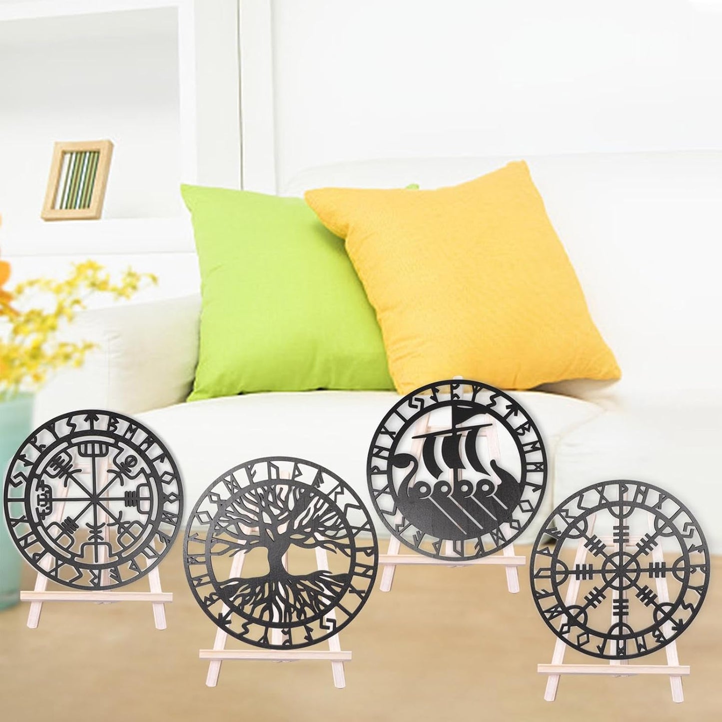Metallic Viking Wall Art Nordic Compass Decor for Bedroom Living Room