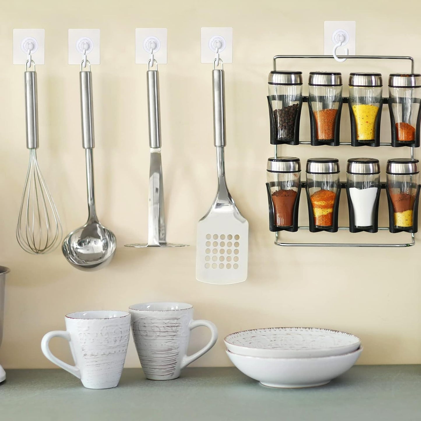 9 pcs self-adhesive ceiling hooks white under cabinet hooks plastic heavy duty self-adhesive hooks tool hooks for ceiling hanging