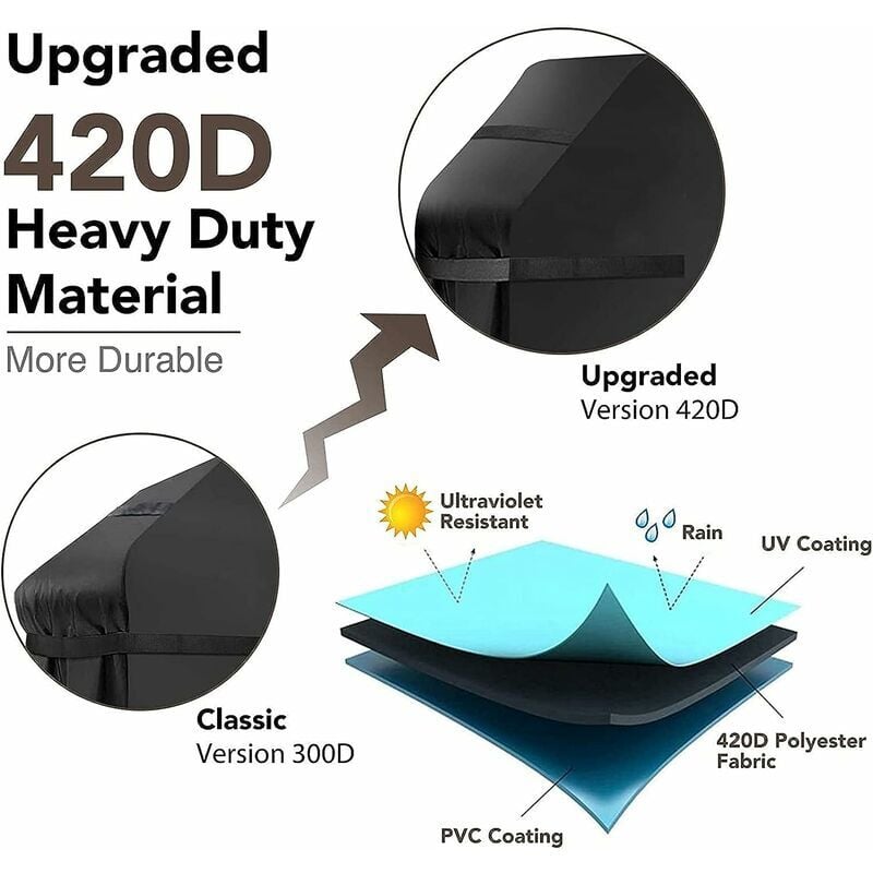 Heavy-Duty Waterproof Grill Cover with Straps and Storage Bag 145x61x117cm