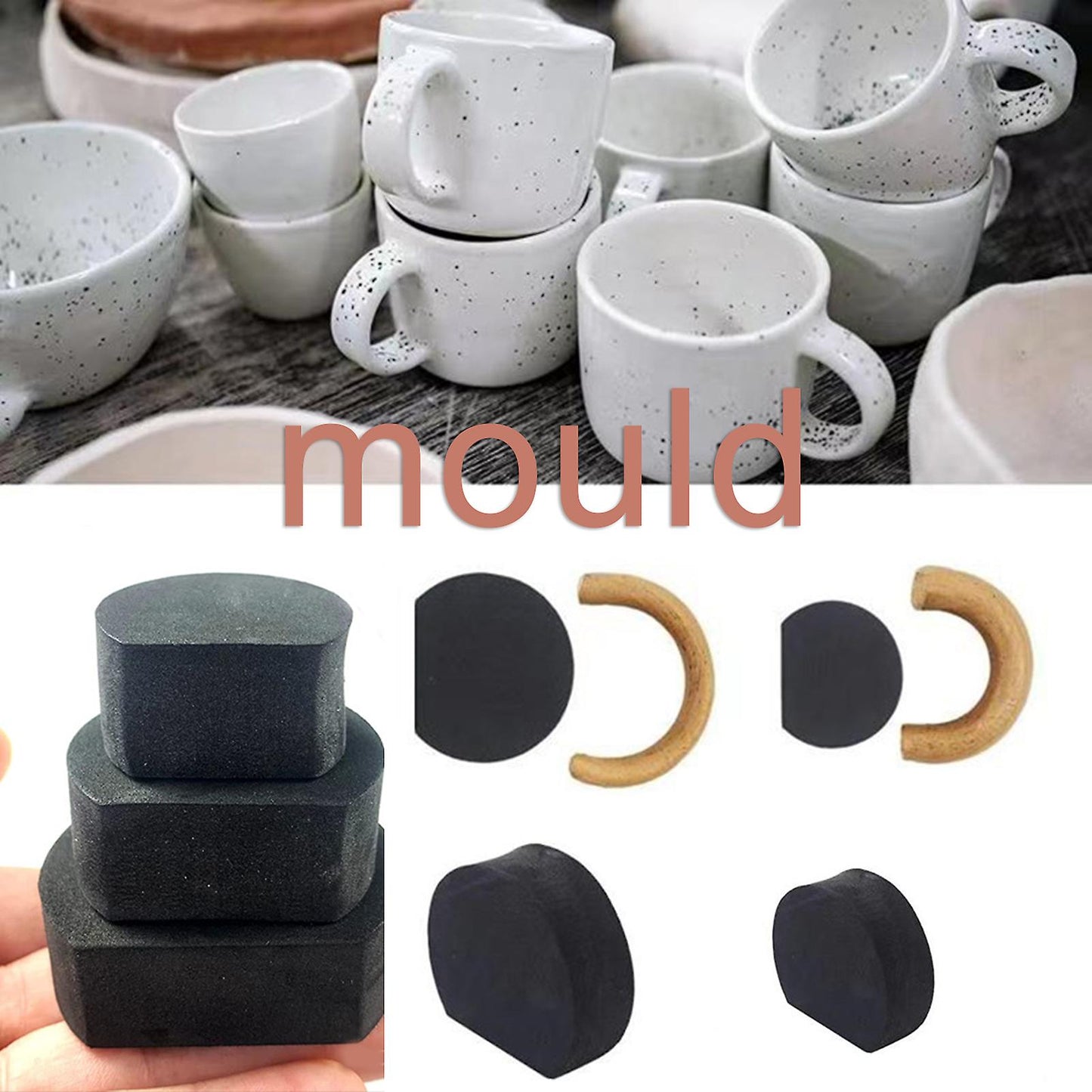 Ceramic Mug Handle Molds 12pcs, Easy to Use Mug Handle Shaper Tool Compatible with MGF