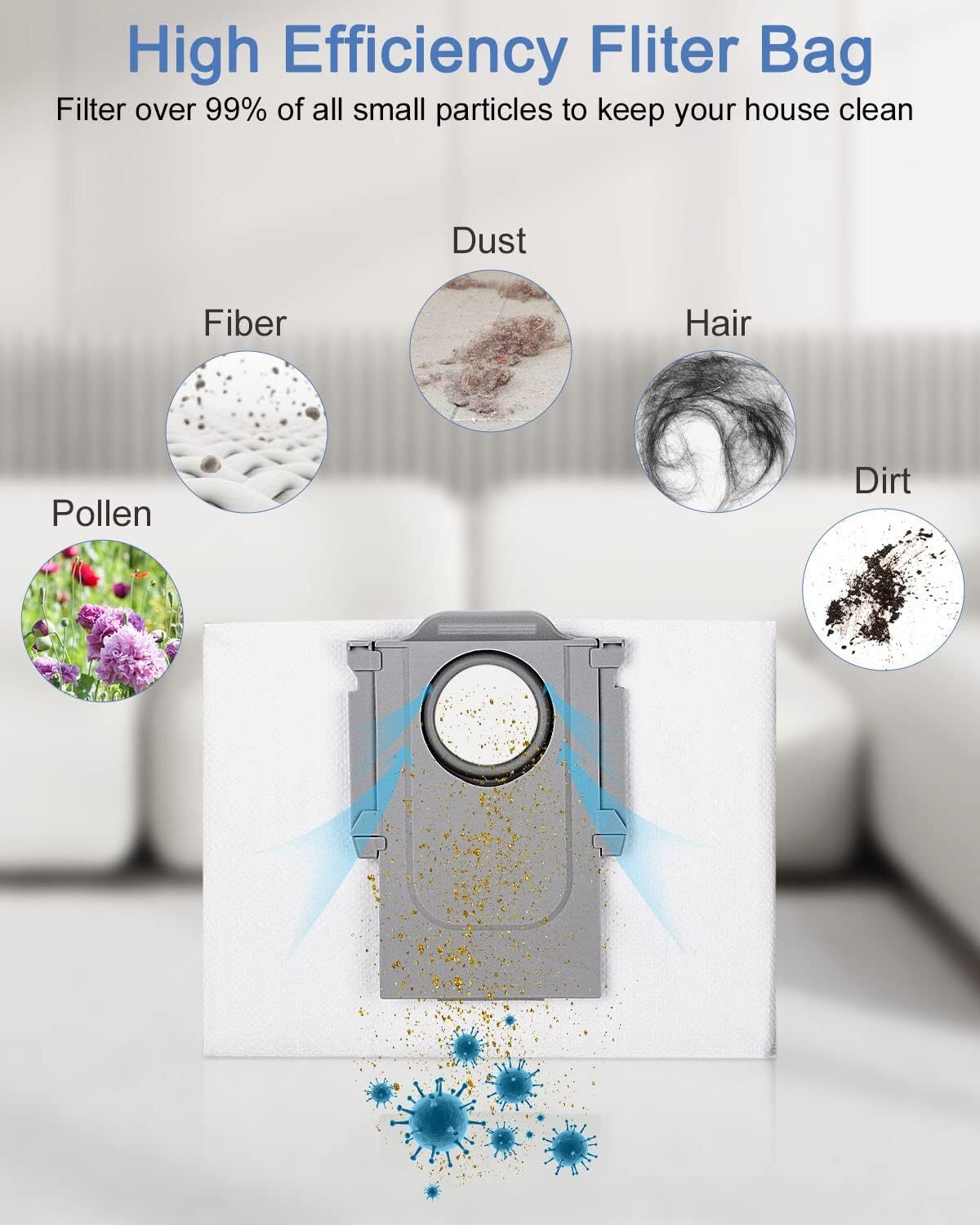 Suitable for Roborock S8 S8 Pro Ultra S7 MaxV Ultra S7 Pro Ultra Q7 Robot Vacuum Cleaner Bags 10 pcs compatible