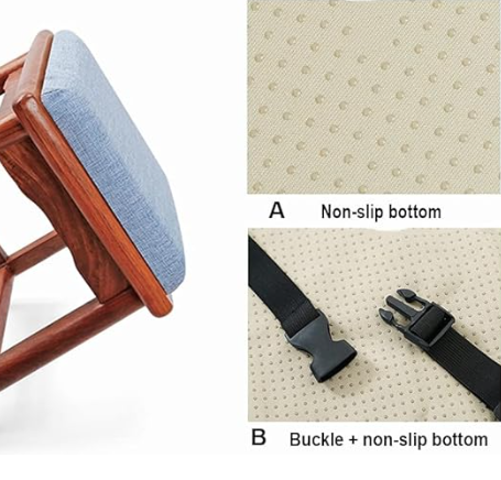 Square bar stool cushion with fastening straps, breathable and non-slip square chair pad, 28*28*3.5 cm memory foam children's stool cushion (Goose design)