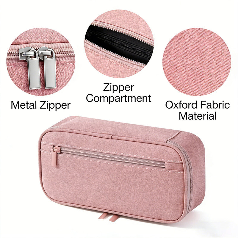 Pencil Case Pen Bag, Two Layers Big Capacity Pencil Pouch Pen Organizer Durable Stationery Holder for Marker Organization School Supplies Office Storage Desk Organizing –Gray