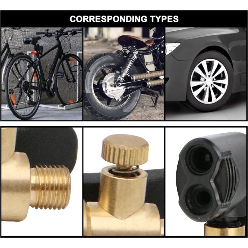 2 pcs Car Tire Valve Adapter, Inflator Nozzle, Adapter, Threaded Replacement Pump Head With Double Valve, For Car,