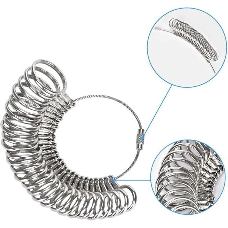 Ring Sizer 41-76 Finger Size Gauge Ring Sizer Tool With 3 Measuring Scales (Eu, Us, Uk)
