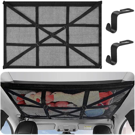Car ROof Storage Net 90Cmx65Cm Universal Luggage Bag For Travel And Organizer Four ROof Armrests For Suv, Van