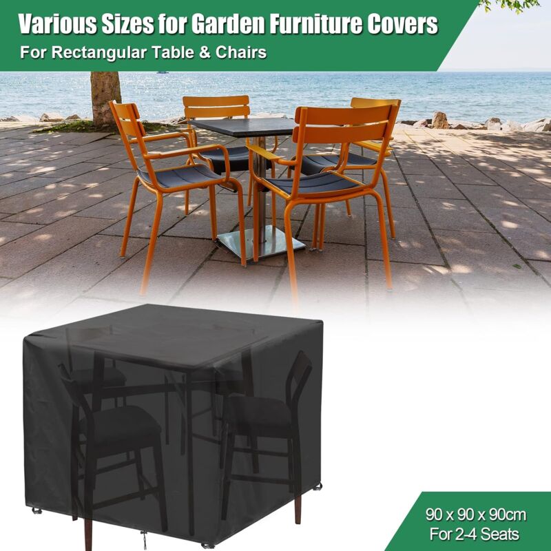 Square Garden Table Cover, Waterproof Garden Furniture Cover, Anti-Uv, Oxford Fabric Outdoor Garden Furniture Table