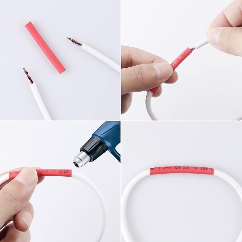 Heat Shrink Tubing, Electrical Insulation Heat Shrinkable Wrap Cable Tube, 2:1 Shrink Ratio, 5 Colors, 12 Sizes 750