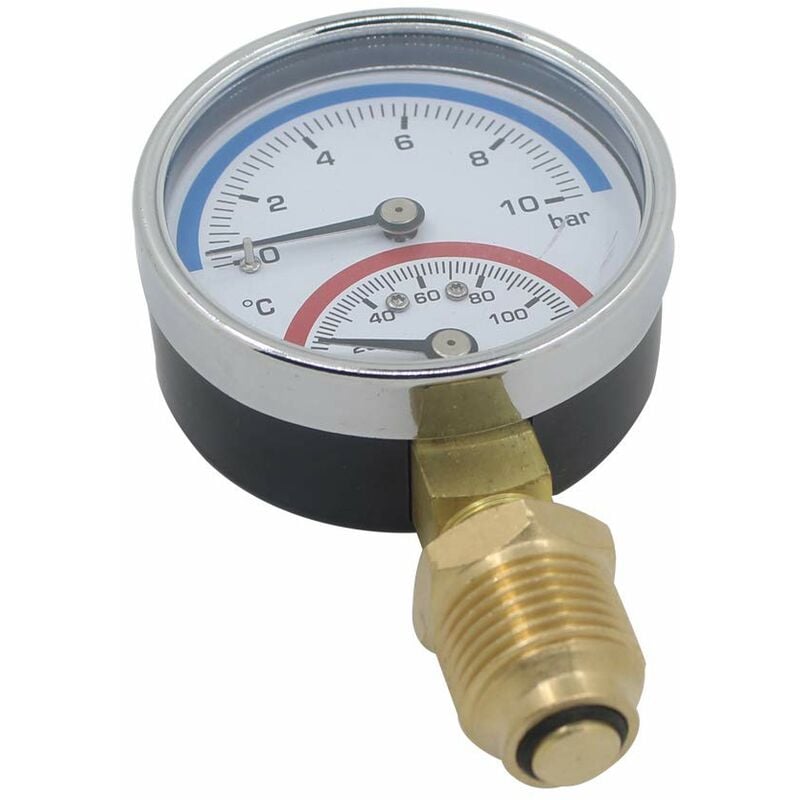 Thermomanometer 80Mm Pressure Gauge Temperature Thermometer Boiler Heating Radial Thread (80Mm 0-16Bar 1/4")