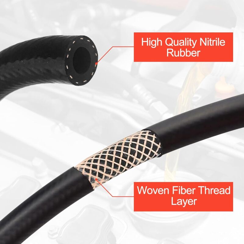 1 Meter Fuel Hose, 6Mm Inner Diameter Diesel Hose, Fuel Pipe With 8 pcs Hose Clamps, Fuel Line For Truck, Car, Tractor