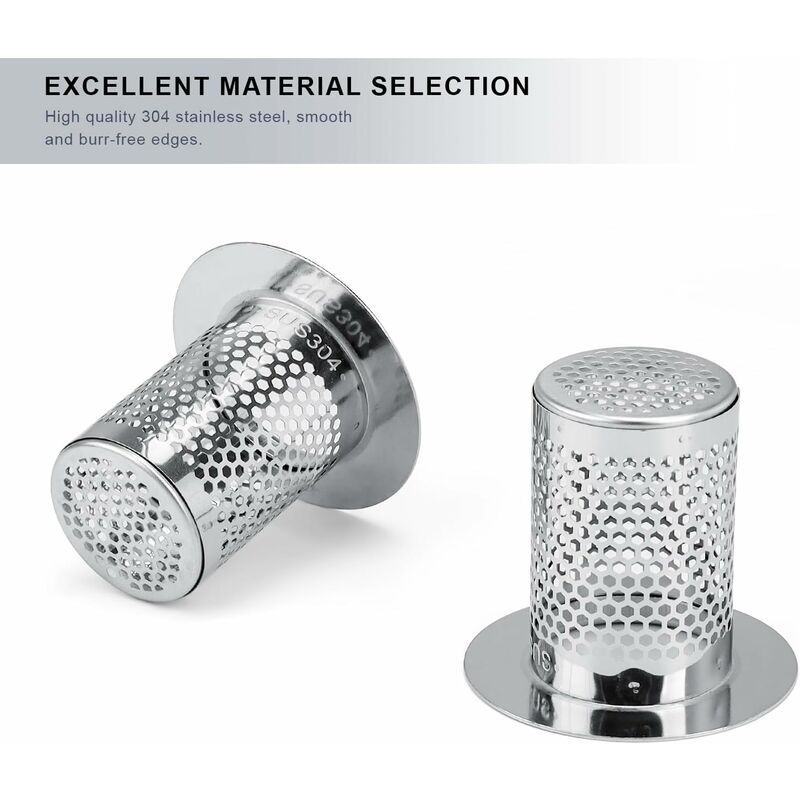 Shower Hair Filter, 3 pcs Stainless Steel Bathroom Sink Strainer, 5.5 X 5Cm Sink Stopper Filter For Balcony, Kitchen