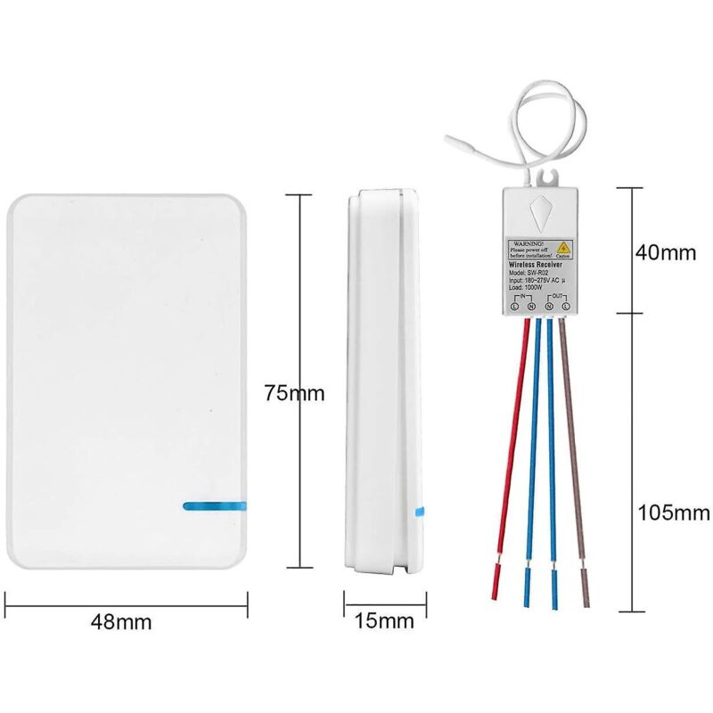 Ersandy Mini Wireless Switch With Receiver And LED Display - For Outdoor 400M And Indoor 40M - Quick On/Off - No Cable