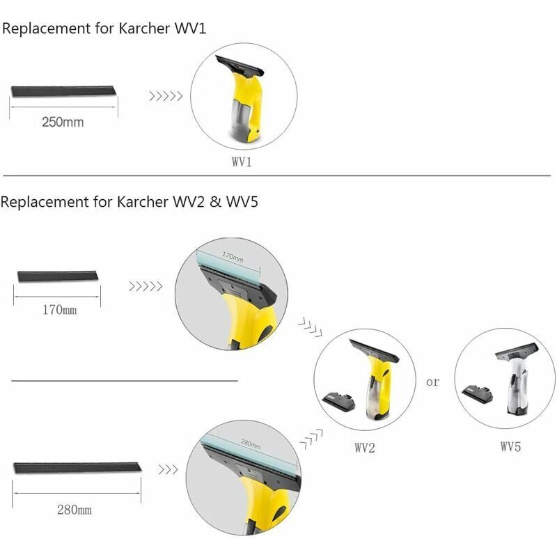 2 pcs 280Mm Window Vacuum Cleaner Replacement Window Cleaning Blades Rubber Squeegee Accessory Refill Replacement For