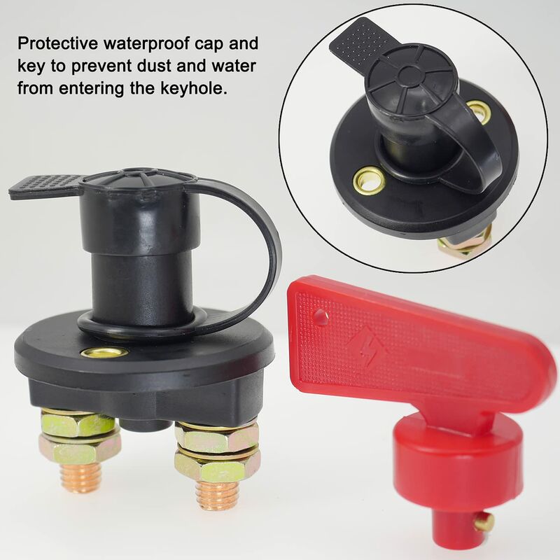 Battery Isolator Switch With 1 Key, 12V/24V Automotive Car Battery Cut Off Switch Emergency Power Cut Off Switch With